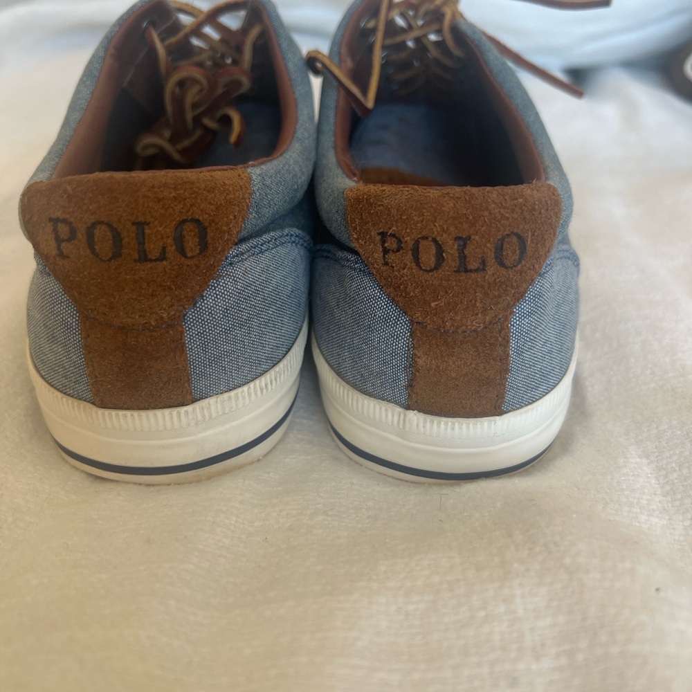 Men’s Polo Ralph Lauren Chambray Lace-Up Sneakers | Leather Trim | Size 8D